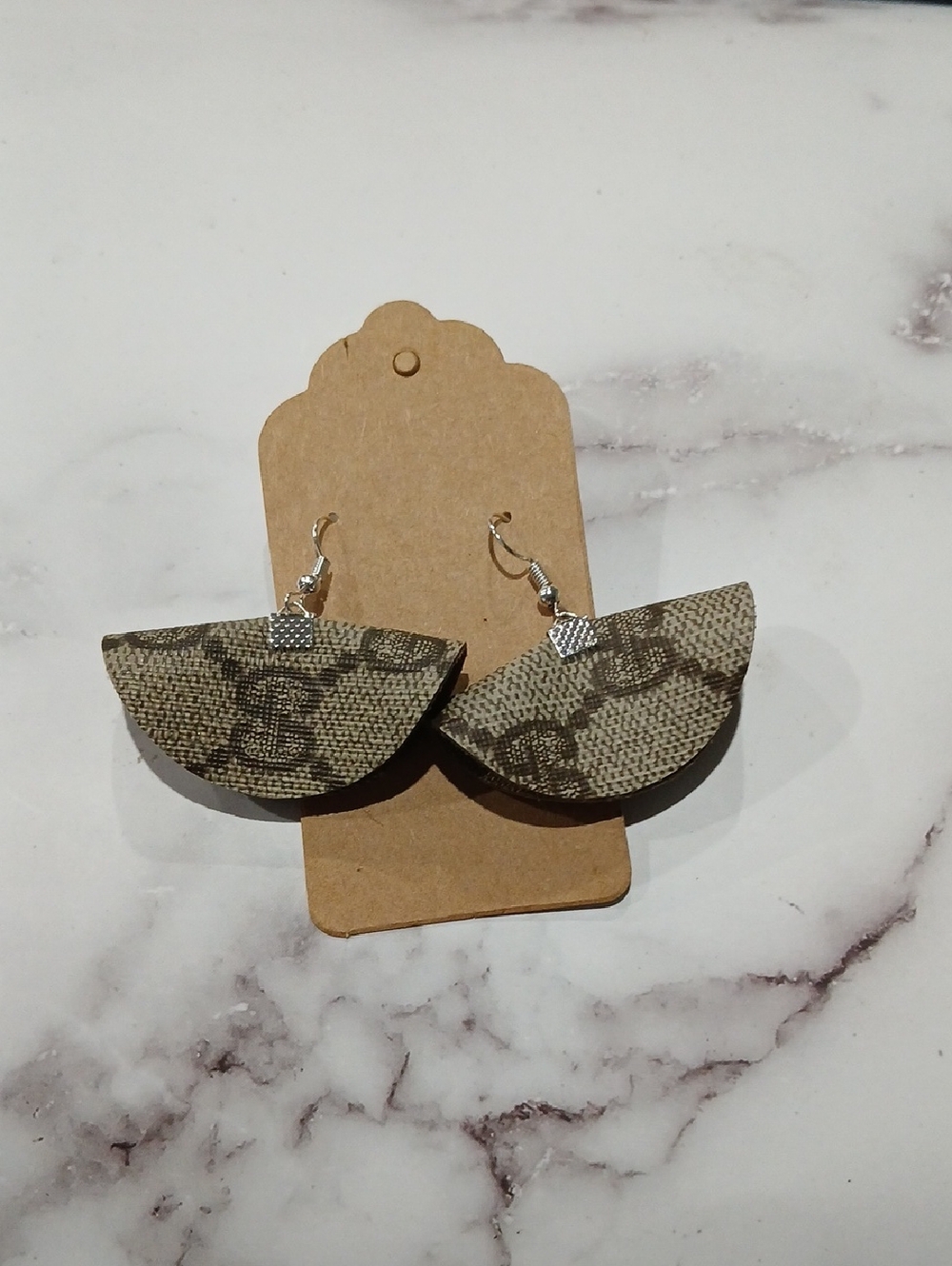 Upcycled Handmade GUCCI Fan Earrings. Made With Authentic Gucci Canvas
